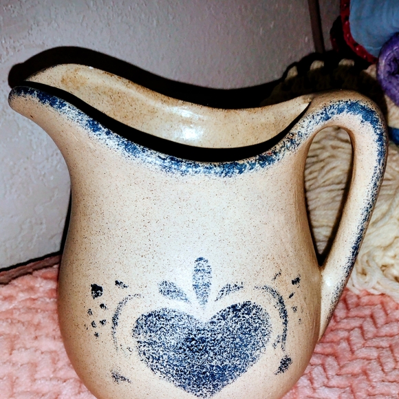 Rustic Heart Design Ceramic Pitcher - Picture 2 of 4